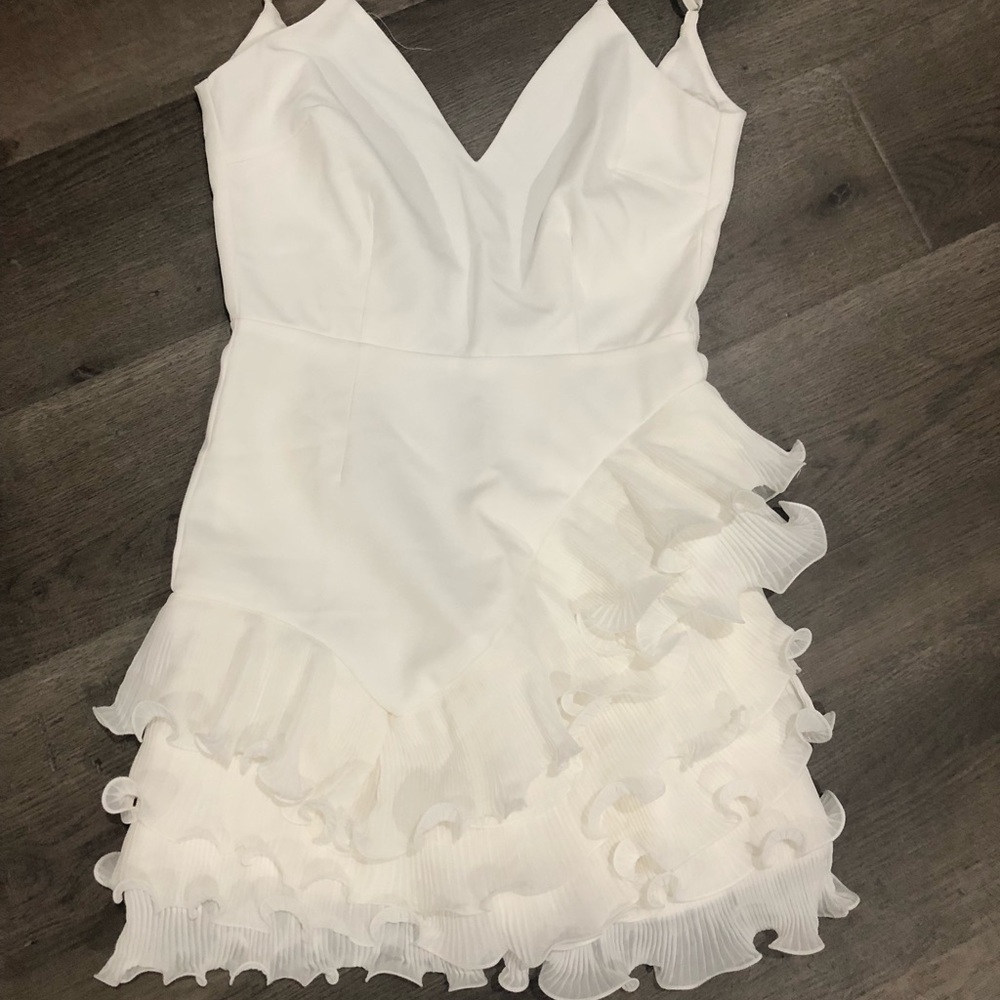Fashion Nova mini white ruffle dress